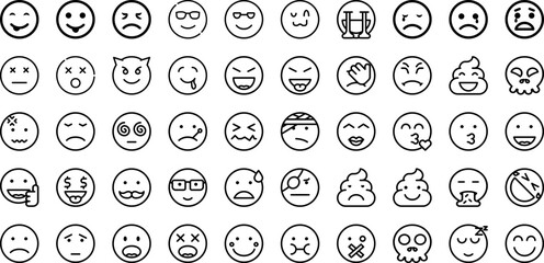 Set Of Emoticons Icons Collection Isolated Silhouette Solid Icons Including Face, Vector, Emoji, Symbol, Sign, Icon, Emoticon Infographic Elements Logo Vector Illustration