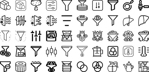 Set Of Filter Icons Collection Isolated Silhouette Solid Icons Including Sign, Icon, Technology, Filter, Design, Illustration, Vector Infographic Elements Logo Vector Illustration