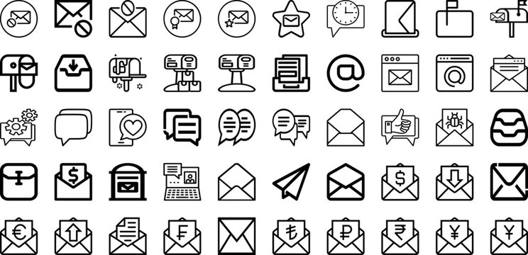 Set Of Email Icons Collection Isolated Silhouette Solid Icons Including Internet, Message, Communication, Email, Mail, Web, Vector Infographic Elements Logo Vector Illustration