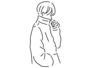 かっこいい男性のシンプルな線画／手描きイラスト素材