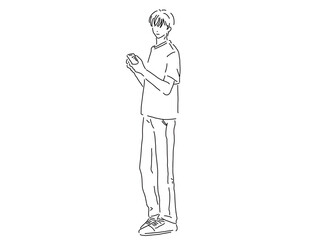 かっこいい男性のシンプルな線画／手描きイラスト素材