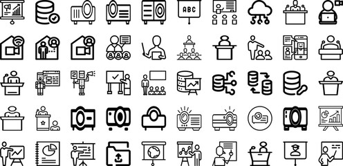 Set Of Presentation Icons Collection Isolated Silhouette Solid Icons Including Business, Background, Marketing, Corporate, Presentation, Template, Graphic Infographic Elements Logo Vector Illustration