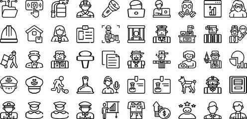 Set Of Professions Icons Collection Isolated Silhouette Solid Icons Including Worker, Doctor, Job, Business, Occupation, Work, Profession Infographic Elements Logo Vector Illustration