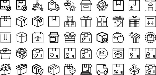 Set Of Package Icons Collection Isolated Silhouette Solid Icons Including Vector, Packaging, Pack, Package, Product, Set, Box Infographic Elements Logo Vector Illustration