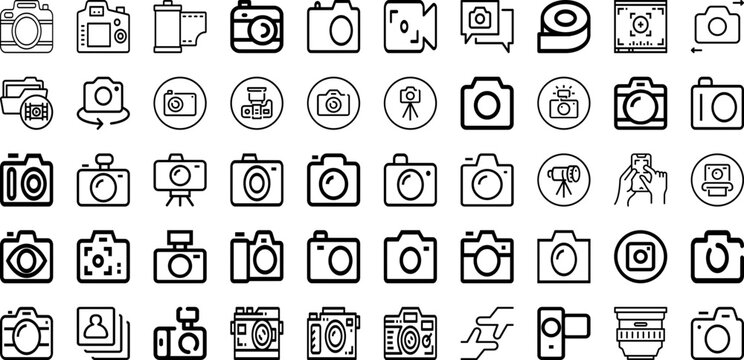 Set Of Photograph Icons Collection Isolated Silhouette Solid Icons Including Background, Photo, Camera, Picture, Photograph, Photography, Design Infographic Elements Logo Vector Illustration