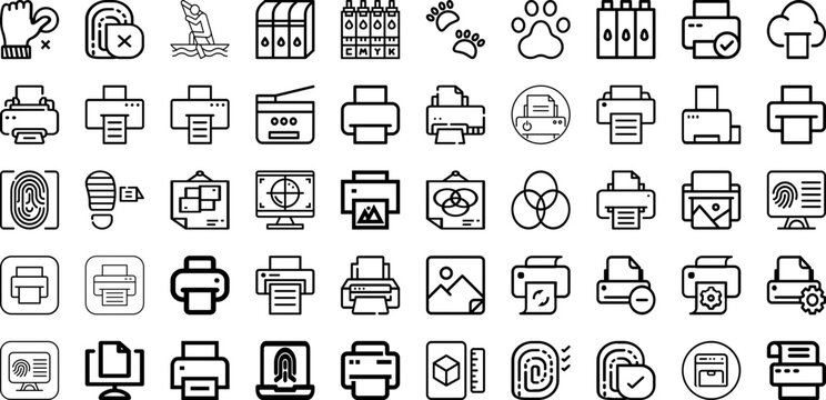 Set Of Print Icons Collection Isolated Silhouette Solid Icons Including Black, Vector, Animal, Illustration, Print, White, Design Infographic Elements Logo Vector Illustration