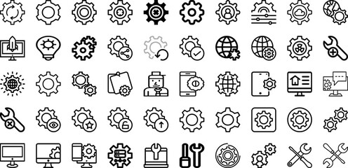Set Of Setting Icons Collection Isolated Silhouette Solid Icons Including Business, Vector, Illustration, Technology, Gear, Symbol, Icon Infographic Elements Logo Vector Illustration