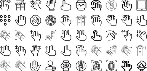 Set Of Touch Icons Collection Isolated Silhouette Solid Icons Including Concept, Touch, Hand, Sign, Symbol, Technology, Finger Infographic Elements Logo Vector Illustration