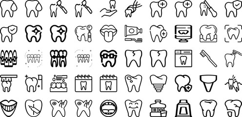 Set Of Teeth Icons Collection Isolated Silhouette Solid Icons Including Tooth, Health, Smile, Care, Dental, Healthy, Mouth Infographic Elements Logo Vector Illustration