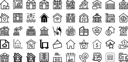 Set Of House Icons Collection Isolated Silhouette Solid Icons Including Architecture, Residential, Property, House, Home, Estate, Building Infographic Elements Logo Vector Illustration