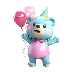Naklejka premium Illustration 3D cute bear character AI Generative