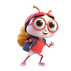 Illustration 3D cute ladybug AI Generative