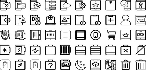 Set Of Mobile Icons Collection Isolated Silhouette Solid Icons Including Smartphone, Device, Phone, Cellphone, Mobile, Screen, Isolated Infographic Elements Logo Vector Illustration