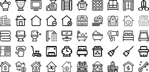 Set Of House Icons Collection Isolated Silhouette Solid Icons Including House, Home, Estate, Architecture, Building, Property, Residential Infographic Elements Logo Vector Illustration