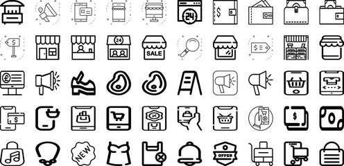 Set Of Shopping Icons Collection Isolated Silhouette Solid Icons Including Sale, Business, Promotion, Discount, Store, Buy, Shop Infographic Elements Logo Vector Illustration