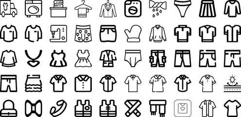 Set Of Cloth Icons Collection Isolated Silhouette Solid Icons Including Background, Cloth, White, Clothes, Clothing, Fashion, Design Infographic Elements Logo Vector Illustration