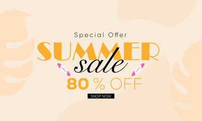 summer sale 80% off banner, summer sale creative template, summer sale trendy design, summer sale poster template