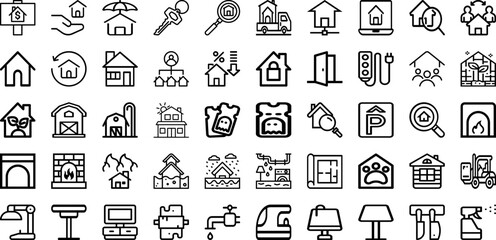 Set Of House Icons Collection Isolated Silhouette Solid Icons Including House, Architecture, Property, Estate, Building, Home, Residential Infographic Elements Logo Vector Illustration