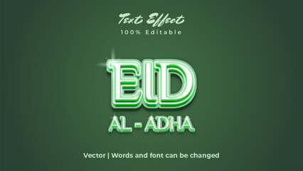 Eid Al - Adha text effect design. For advertisement, poster, banner, promotion.