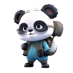 Naklejka premium Illustration 3D cute panda character AI Generative