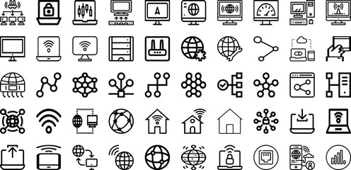 Set Of Internet Icons Collection Isolated Silhouette Solid Icons Including Communication, Technology, Network, Web, Connection, Background, Internet Infographic Elements Logo Vector Illustration