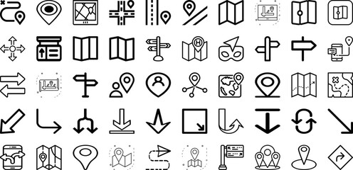 Set Of Direction Icons Collection Isolated Silhouette Solid Icons Including Arrow, Background, Sign, Symbol, Illustration, Direction, Vector Infographic Elements Logo Vector Illustration