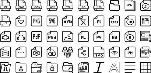 Set Of Format Icons Collection Isolated Silhouette Solid Icons Including Graphic, Document, Design, Technology, Vector, Format, File Infographic Elements Logo Vector Illustration