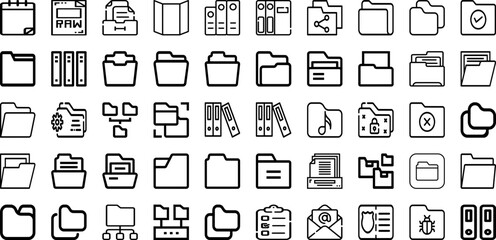 Set Of Folder Icons Collection Isolated Silhouette Solid Icons Including File, Paper, Business, Open, Document, Folder, Design Infographic Elements Logo Vector Illustration