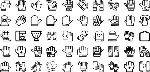 Set Of Glove Icons Collection Isolated Silhouette Solid Icons Including Hand, Latex, Isolated, Safety, Glove, Protection, Medical Infographic Elements Logo Vector Illustration