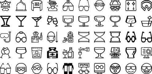 Set Of Glass Icons Collection Isolated Silhouette Solid Icons Including Vector, Sign, Illustration, Transparent, Icon, Glass, Object Infographic Elements Logo Vector Illustration