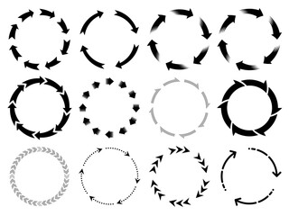 回転する矢印の円形フレームセット