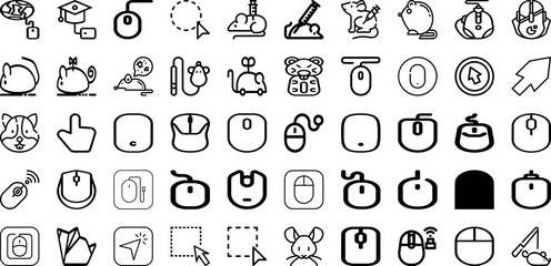 Set Of Mouse Icons Collection Isolated Silhouette Solid Icons Including Icon, Illustration, Mouse, Click, Vector, Design, Symbol Infographic Elements Logo Vector Illustration