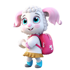 Fototapeta premium Illustration 3D cute sheep character AI Generative