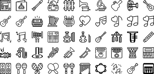 Set Of Musical Icons Collection Isolated Silhouette Solid Icons Including Music, Sound, Vector, Note, Melody, Illustration, Musical Infographic Elements Logo Vector Illustration