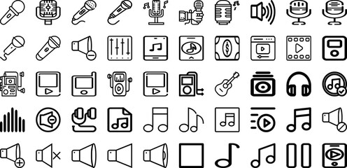 Set Of Music Icons Collection Isolated Silhouette Solid Icons Including Melody, Music, Illustration, Vector, Sound, Note, Musical Infographic Elements Logo Vector Illustration