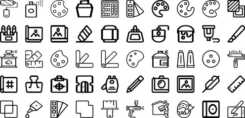 Set Of Paint Icons Collection Isolated Silhouette Solid Icons Including Paint, Art, Stroke, Grunge, Brush, Isolated, Texture Infographic Elements Logo Vector Illustration