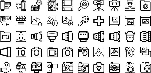 Set Of Photography Icons Collection Isolated Silhouette Solid Icons Including Photo, Camera, Photographer, Technology, Lens, Photography, Equipment Infographic Elements Logo Vector Illustration