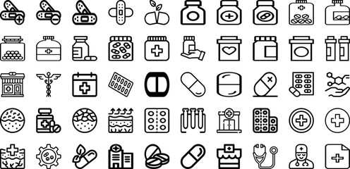 Set Of Pharmacy Icons Collection Isolated Silhouette Solid Icons Including Health, Pharmacist, Medication, Pharmacy, Drugstore, Medical, Medicine Infographic Elements Logo Vector Illustration