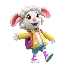 Illustration 3D cute sheep character AI Generative