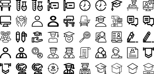 Set Of Student Icons Collection Isolated Silhouette Solid Icons Including Young, Student, College, Female, Education, Happy, University Infographic Elements Logo Vector Illustration