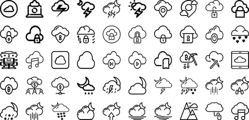 Set Of Cloud Icons Collection Isolated Silhouette Solid Icons Including Blue, Sky, White, Air, Background, Cloud, Vector Infographic Elements Logo Vector Illustration