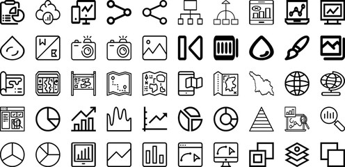 Set Of Graph Icons Collection Isolated Silhouette Solid Icons Including Financial, Chart, Data, Growth, Business, Graph, Finance Infographic Elements Logo Vector Illustration