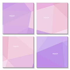 set of squares template with abstract geometric pink and purple background with triangles shape