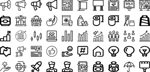 Set Of Market Icons Collection Isolated Silhouette Solid Icons Including Strategy, Digital, Media, Marketing, Business, Communication, Technology Infographic Elements Logo Vector Illustration