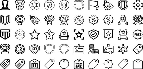 Set Of Badge Icons Collection Isolated Silhouette Solid Icons Including Symbol, Logo, Icon, Label, Badge, Design, Vector Infographic Elements Logo Vector Illustration