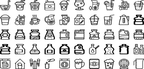 Set Of Beverage Icons Collection Isolated Silhouette Solid Icons Including Juice, Cocktail, Glass, Beverage, Drink, Fruit, Food Infographic Elements Logo Vector Illustration