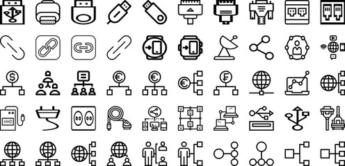 Set Of Connect Icons Collection Isolated Silhouette Solid Icons Including Internet, Connect, Network, Communication, Abstract, Technology, Connection Infographic Elements Logo Vector Illustration