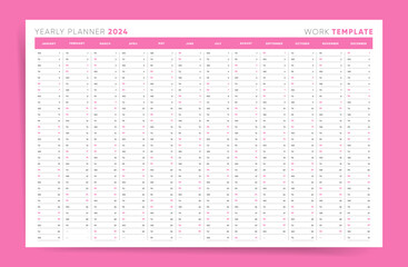 2024 Planner. Wall Pink and white planner organizer, Perfect for Work or Study Schedule and Task Management.
