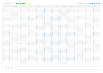 Functional Planner 2024: Schedule Organizer with Sunday Start, Ideal for Corporate Use.