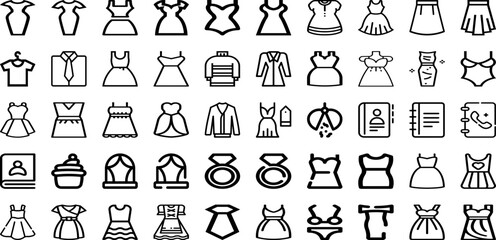 Set Of Dress Icons Collection Isolated Silhouette Solid Icons Including Dress, Style, Fashion, Woman, Girl, Beautiful, Female Infographic Elements Logo Vector Illustration